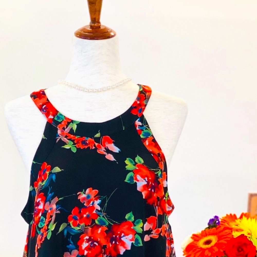 🌺Betsey Johnson Halter Swing Dress, Size 12, Multi-colored Floral Print